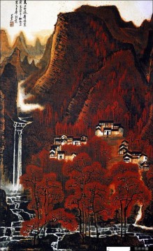 中国の伝統芸術 Painting - リー・ケラン・レッド・マウンテンの繁体字中国語